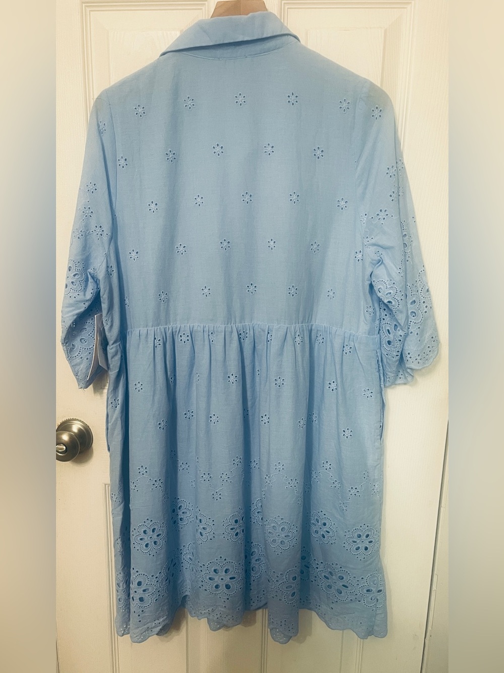 Anniewear Boutique Sky Blue Lined Baby Doll Eyelet Dress Size XL NWT - Picture 9 of 11